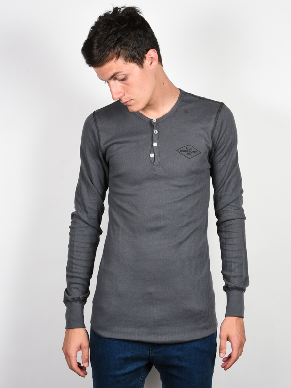 Ride Henley CHARCOAL pánske tričko s dlhým rukávom - S