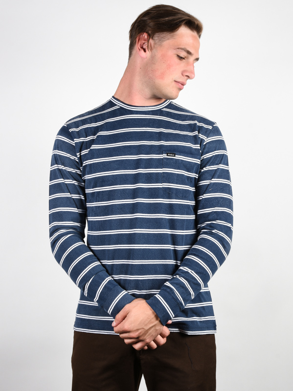 RVCA ARROW FEDERAL BLUE pánske tričko s dlhým rukávom - S