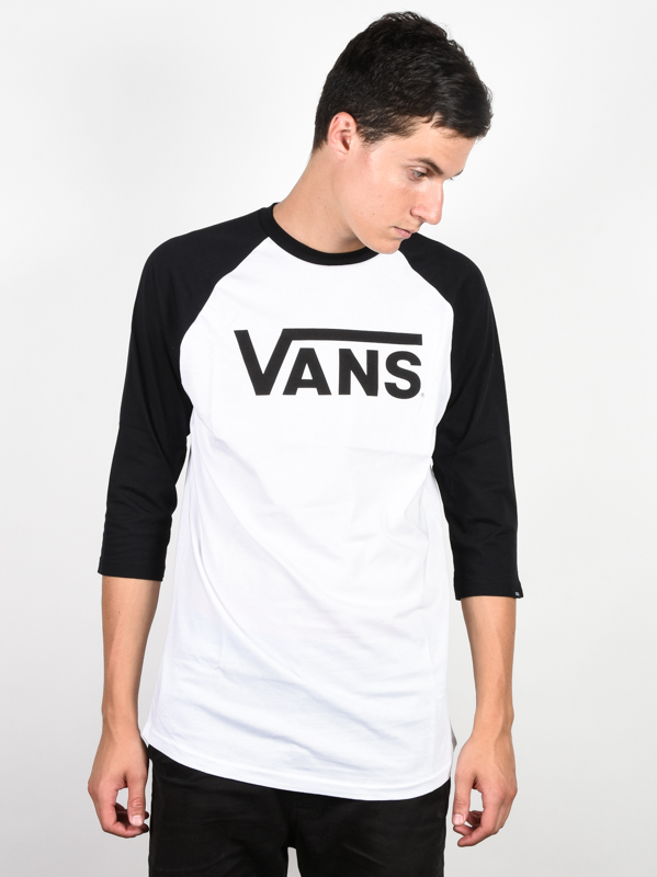Vans CLASSIC white/black pánske tričko s dlhým rukávom - S