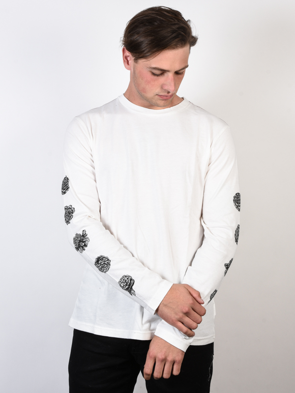 RVCA ROSE white pánske tričko s dlhým rukávom - XL