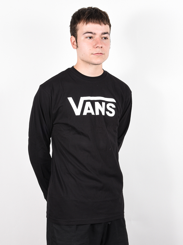 Vans CLASSIC black/white pánske tričko s dlhým rukávom - XL