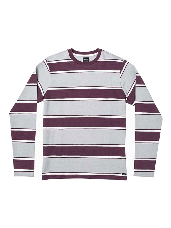 RVCA REDUCER STRIPE OXBLOOD RED pánske tričko s dlhým rukávom - M