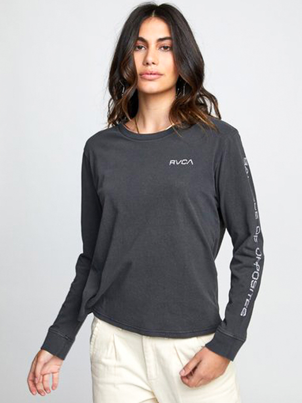 RVCA CHAINED washed black dámske tričko s dlhým rukávom - S