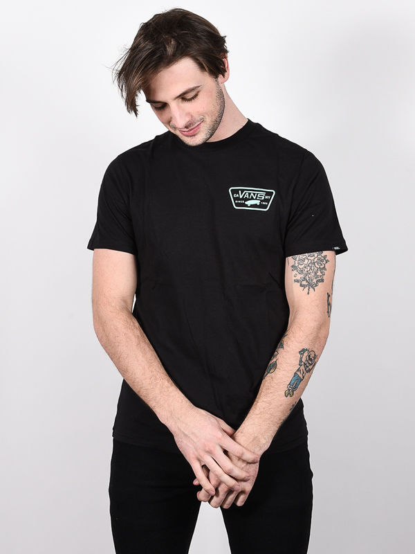 Vans FULL PATCH BACK BLACK/DUSTY JADE GREEN pánske tričko s krátkym rukávom - L