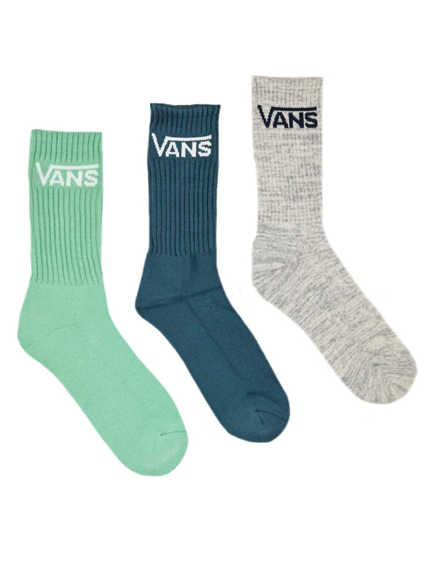 Vans CLASSIC CREW 3PK DUSTY JADE GREEN ASSORTED pánske kvalitné ponožky - 7-9