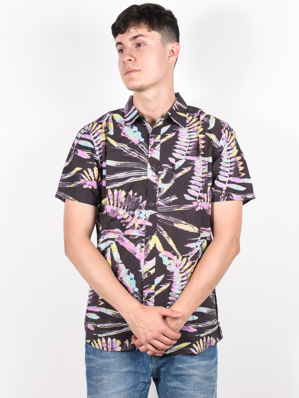 Rip Curl GLITCH black pánska košeľa s krátkym rukávom - M