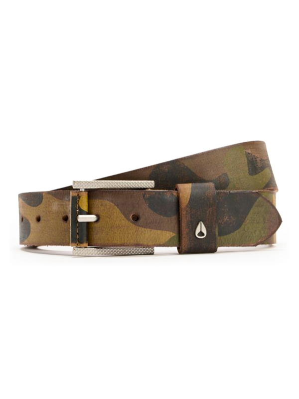 Nixon AMERICANA SLIM WOODLANDCAMO pánsky kožený opasok - S