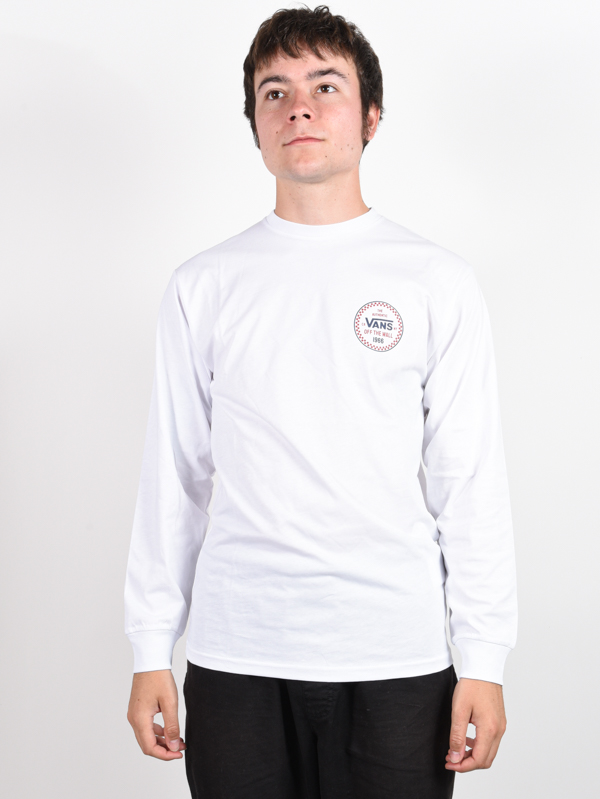 Vans CHECKER 66 white pánske tričko s dlhým rukávom - M