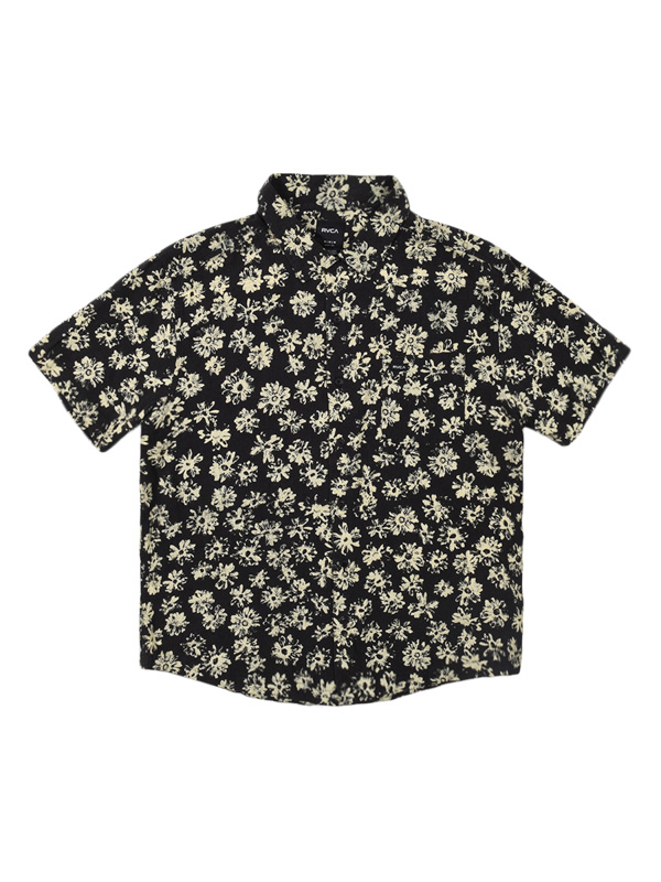 RVCA BEAT PRINT black pánska košeľa s krátkym rukávom - M