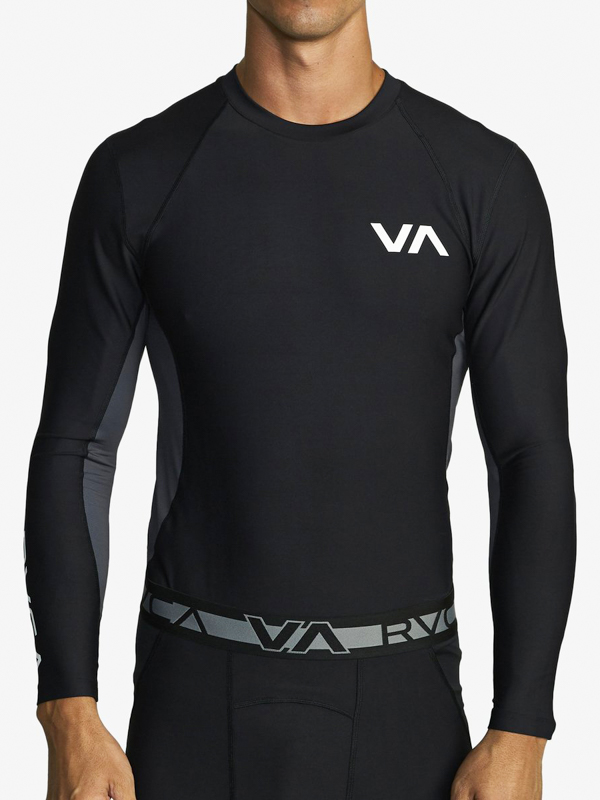 RVCA COMPRESSION black pánske tričko s dlhým rukávom - M